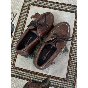 Womens Earth Shoe Boat Shoes Size 7 Model BAY Leather Lace Up No Slip Loafer